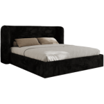 Łóżko tapicerowane EMORA CLASSIC 160x200 - materac pocket - czarny, plusz