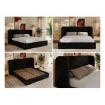 Łóżko tapicerowane EMORA CLASSIC 140x200 - materac multipocket - czarny, plusz