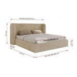 Łóżko tapicerowane EMORA CLASSIC 200x200 - materac piankowy - kremowy, plusz