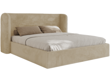 Łóżko tapicerowane EMORA CLASSIC 140x200 - materac pocket - kremowy, plusz