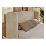 Łóżko tapicerowane EMORA CLASSIC 140x200 - materac pocket - kremowy, plusz