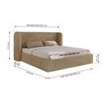 Łóżko tapicerowane EMORA CLASSIC 180x200 - materac pocket - beżowy, plusz