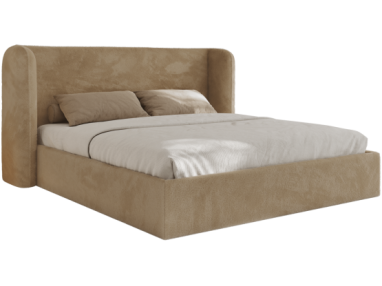 Łóżko tapicerowane EMORA CLASSIC 160x200 - materac multipocket - beżowy, plusz