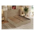Łóżko tapicerowane EMORA CLASSIC 180x200 - materac multipocket - beżowy, plusz