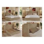 Łóżko tapicerowane EMORA CLASSIC 180x200 - materac multipocket - beżowy, plusz