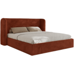 Łóżko tapicerowane EMORA CLASSIC 180x200 - materac piankowy - pomarańczowy, plusz