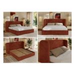 Łóżko tapicerowane EMORA CLASSIC 180x200 - materac pocket - pomarańczowy, plusz