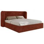 Łóżko tapicerowane EMORA CLASSIC 180x200 - materac pocket - pomarańczowy, plusz