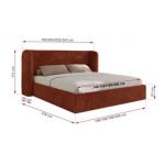 Łóżko tapicerowane EMORA CLASSIC 160x200 - materac multipocket - pomarańczowy, plusz