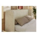 Łóżko tapicerowane EMORA CLASSIC 180x200 - materac piankowy - beżowy, welwet