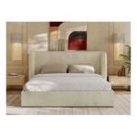 Łóżko tapicerowane EMORA CLASSIC 140x200 - materac multipocket - beżowy, welwet