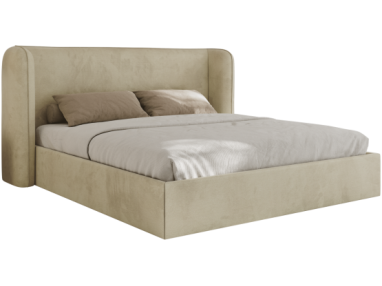 Łóżko tapicerowane EMORA CLASSIC 160x200 - materac multipocket - beżowy, welwet