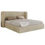 Łóżko tapicerowane EMORA CLASSIC 160x200 - materac multipocket - beżowy, welwet