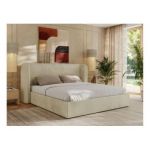 Łóżko tapicerowane EMORA CLASSIC 180x200 - materac multipocket - beżowy, welwet