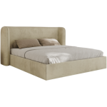 Łóżko tapicerowane EMORA CLASSIC 200x200 - materac multipocket - beżowy, welwet