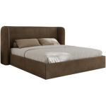 Łóżko tapicerowane EMORA CLASSIC 160x200 - materac pocket - brązowy, welwet