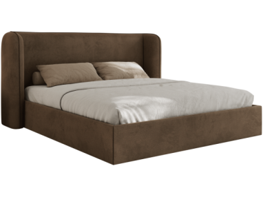 Łóżko tapicerowane EMORA CLASSIC 160x200 - materac multipocket - brązowy, welwet