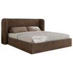 Łóżko tapicerowane EMORA CLASSIC 160x200 - materac multipocket - brązowy, welwet