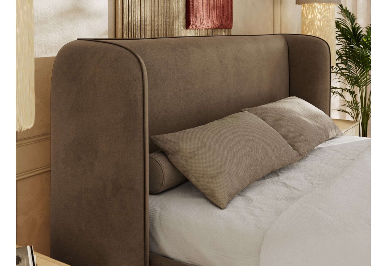 Łóżko tapicerowane EMORA CLASSIC 180x200 - materac multipocket - brązowy, welwet
