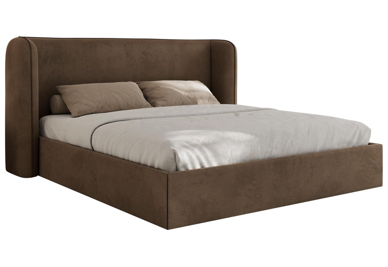 Łóżko tapicerowane EMORA CLASSIC 180x200 - materac multipocket - brązowy, welwet