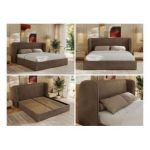 Łóżko tapicerowane EMORA CLASSIC 200x200 - materac multipocket - brązowy, welwet