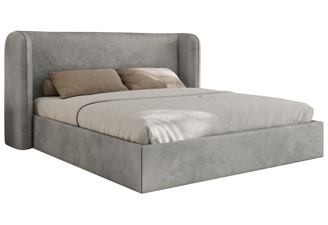 Łóżko tapicerowane EMORA CLASSIC 180x200 - materac piankowy - szary, welwet