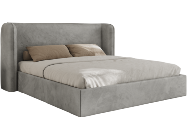 Łóżko tapicerowane EMORA CLASSIC 180x200 - materac pocket - szary, welwet