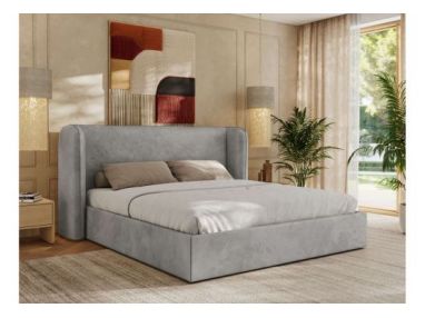 Łóżko tapicerowane EMORA CLASSIC 140x200 - materac multipocket - szary, welwet