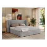 Łóżko tapicerowane EMORA CLASSIC 140x200 - materac multipocket - szary, welwet