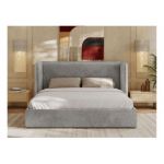 Łóżko tapicerowane EMORA CLASSIC 140x200 - materac multipocket - szary, welwet