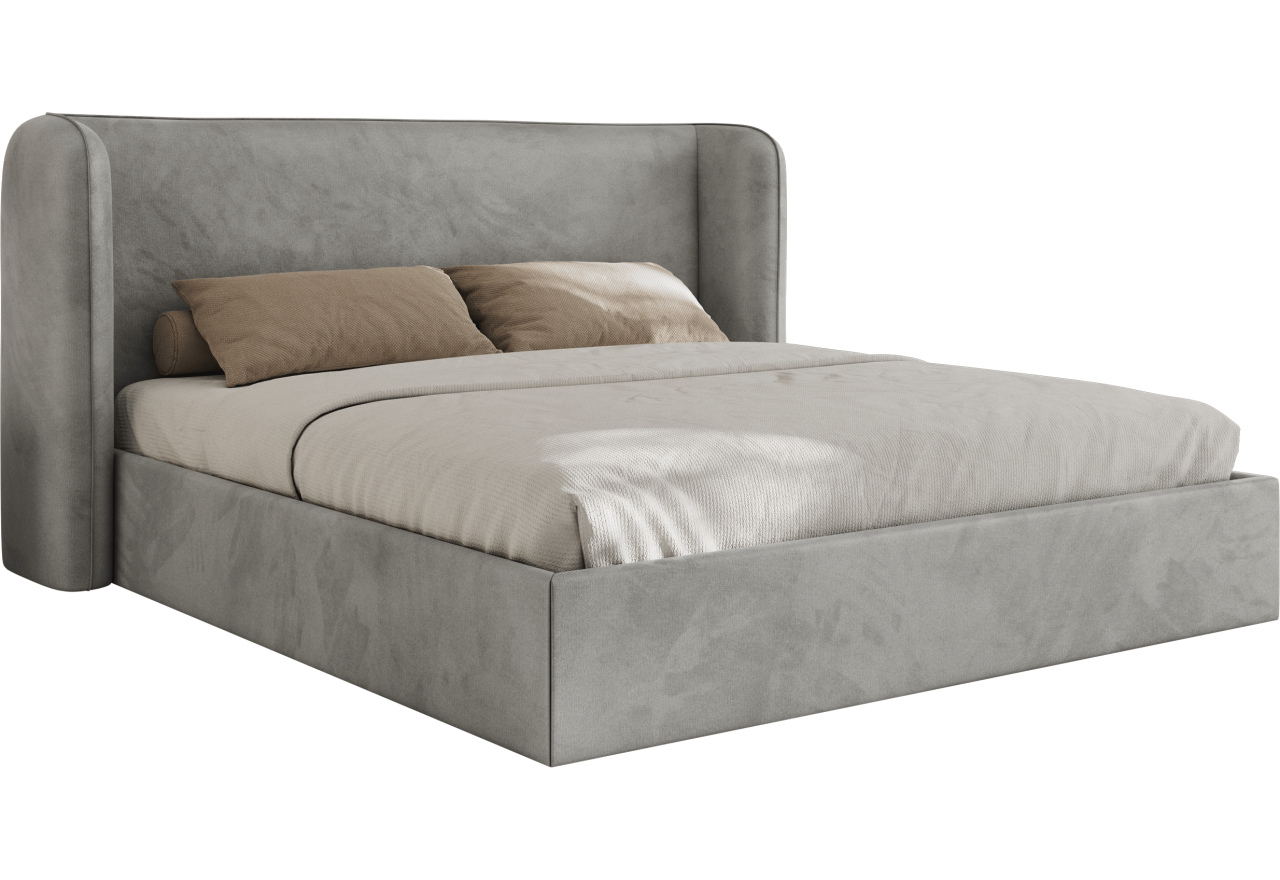 Łóżko tapicerowane EMORA CLASSIC 180x200 - materac multipocket - szary, welwet