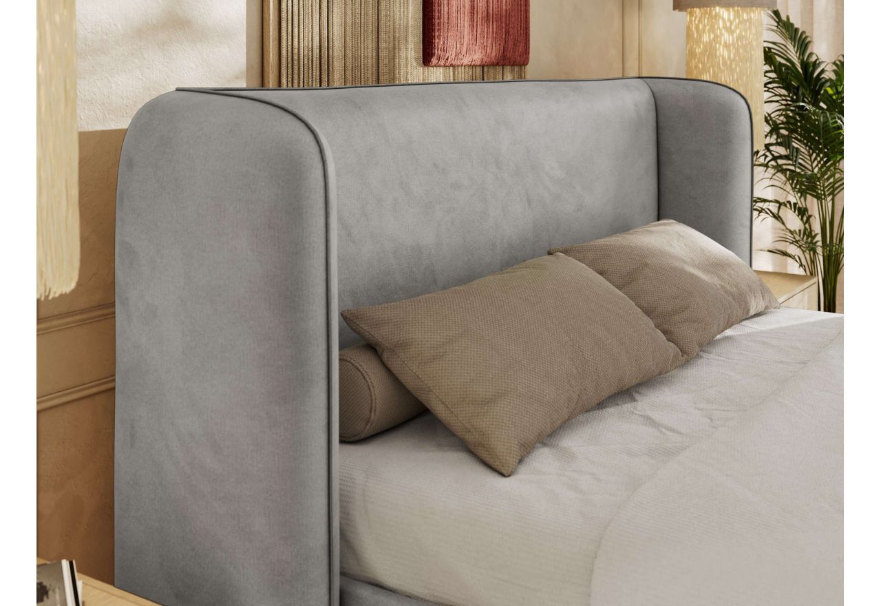 Łóżko tapicerowane EMORA CLASSIC 180x200 - materac multipocket - szary, welwet