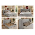 Łóżko tapicerowane EMORA CLASSIC 200x200 - materac multipocket - szary, welwet