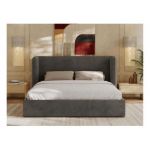 Łóżko tapicerowane EMORA CLASSIC 200x200 - materac piankowy - szary, welwet