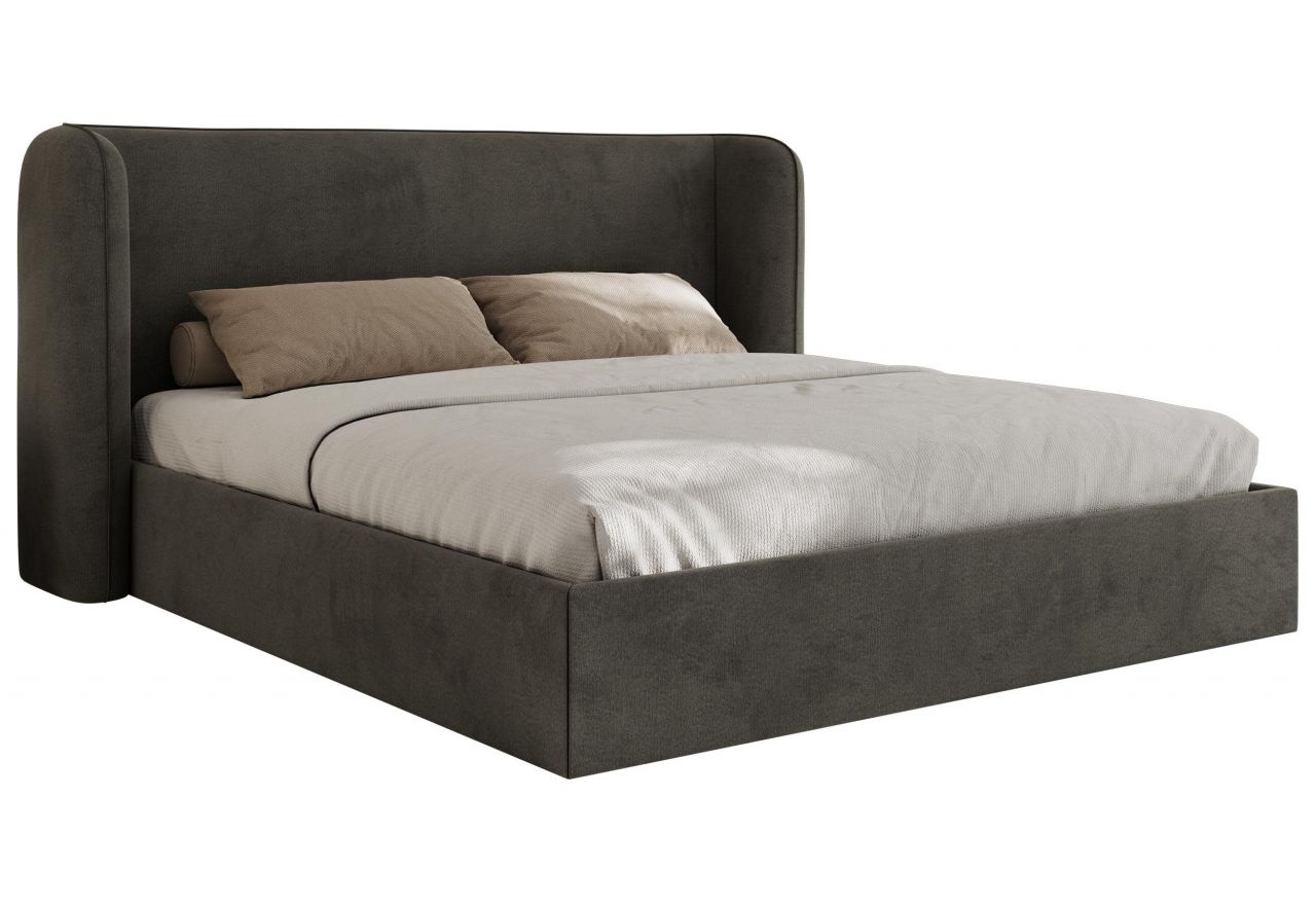 Łóżko tapicerowane EMORA CLASSIC 140x200 - materac pocket - szary, welwet