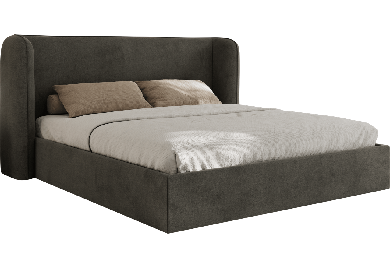 Łóżko tapicerowane EMORA CLASSIC 160x200 - materac pocket - szary, welwet