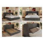 Łóżko tapicerowane EMORA CLASSIC 180x200 - materac pocket - szary, welwet