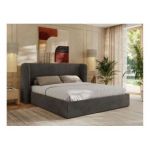 Łóżko tapicerowane EMORA CLASSIC 180x200 - materac multipocket - szary, welwet