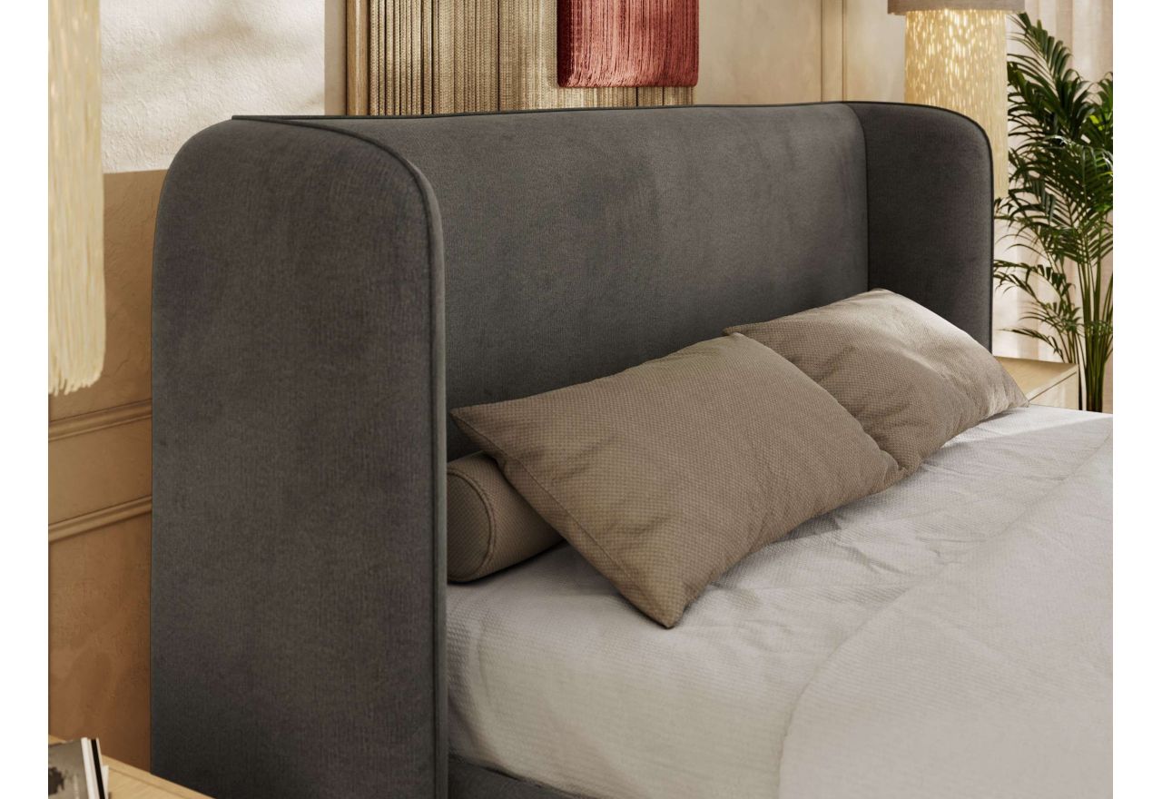 Łóżko tapicerowane EMORA CLASSIC 200x200 - materac multipocket - szary, welwet
