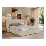 Łóżko tapicerowane EMORA CLASSIC 180x200 - materac piankowy - kremowy, struktura