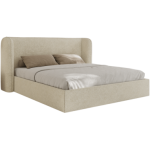 Łóżko tapicerowane EMORA CLASSIC 160x200 - materac pocket - kremowy, struktura