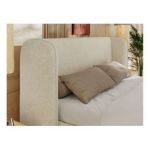 Łóżko tapicerowane EMORA CLASSIC 160x200 - materac pocket - kremowy, struktura