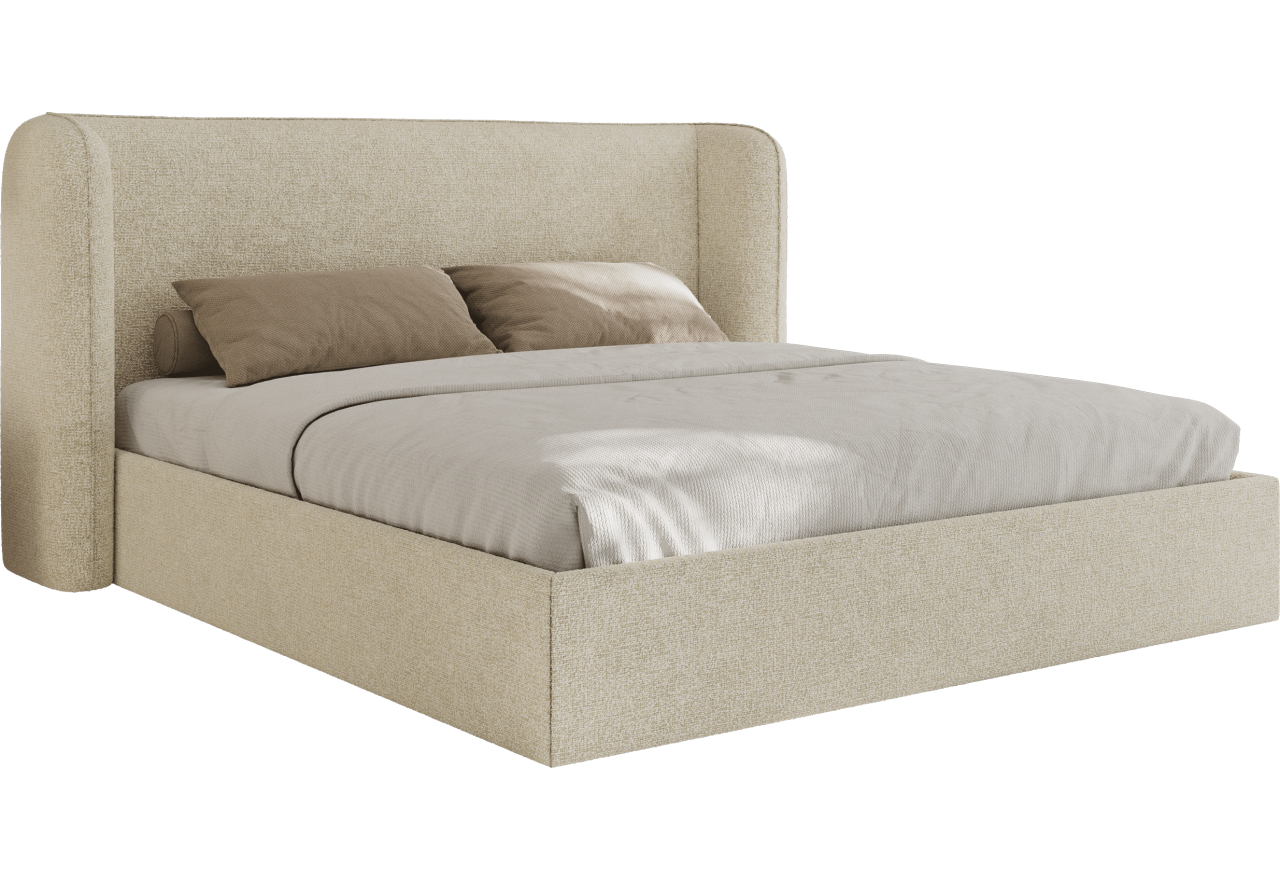 Łóżko tapicerowane EMORA CLASSIC 180x200 - materac pocket - kremowy, struktura