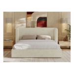 Łóżko tapicerowane EMORA CLASSIC 180x200 - materac pocket - kremowy, struktura