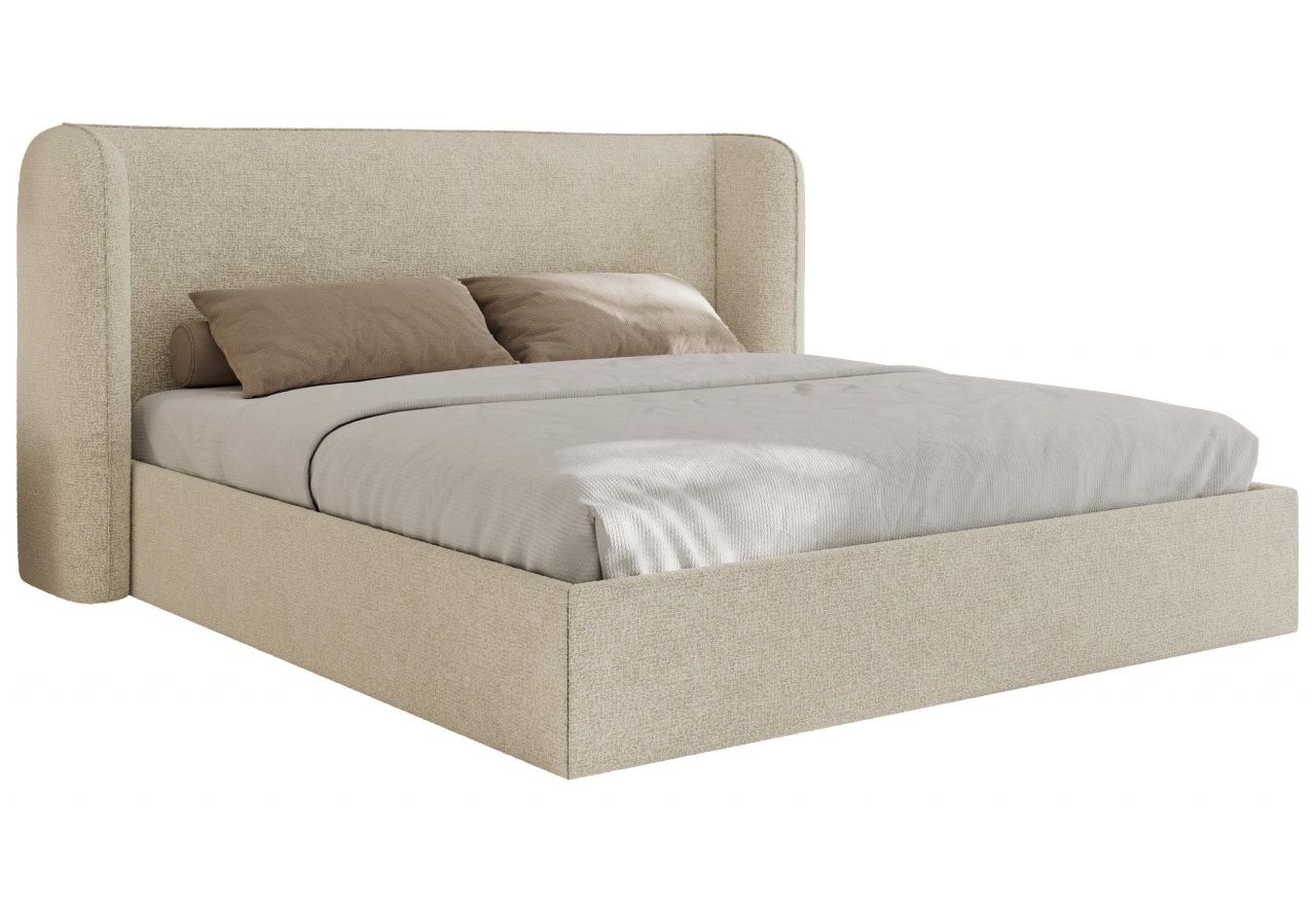 Łóżko tapicerowane EMORA CLASSIC 160x200 - materac multipocket - kremowy, struktura