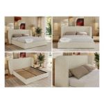 Łóżko tapicerowane EMORA CLASSIC 180x200 - materac multipocket - kremowy, struktura