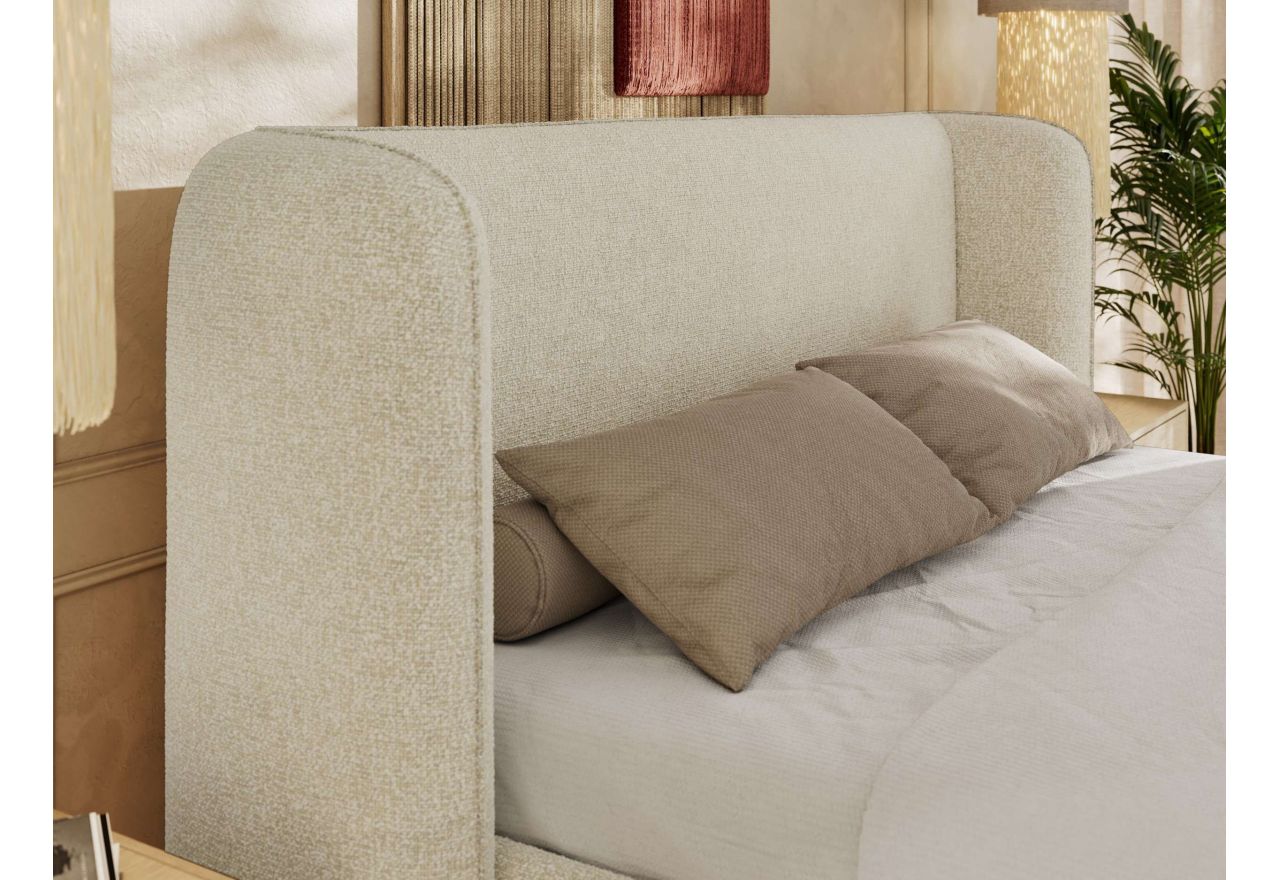 Łóżko tapicerowane EMORA CLASSIC 200x200 - materac multipocket - kremowy, struktura