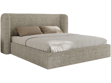 Łóżko tapicerowane EMORA CLASSIC 200x200 - materac piankowy - beżowy, struktura