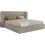 Łóżko tapicerowane EMORA CLASSIC 200x200 - materac piankowy - beżowy, struktura