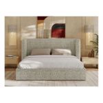 Łóżko tapicerowane EMORA CLASSIC 160x200 - materac pocket - beżowy, struktura